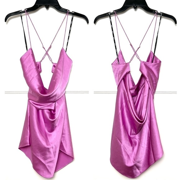 NWT RETROFETE SER.O.YA Silk Cowl Neck Sleeveless Draped Open‎ Back Mini Dress L - Picture 6 of 10